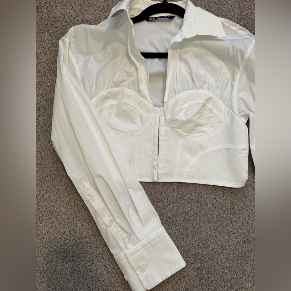 Zara Elegant White Women's Crop Top - Picture 2 of 4